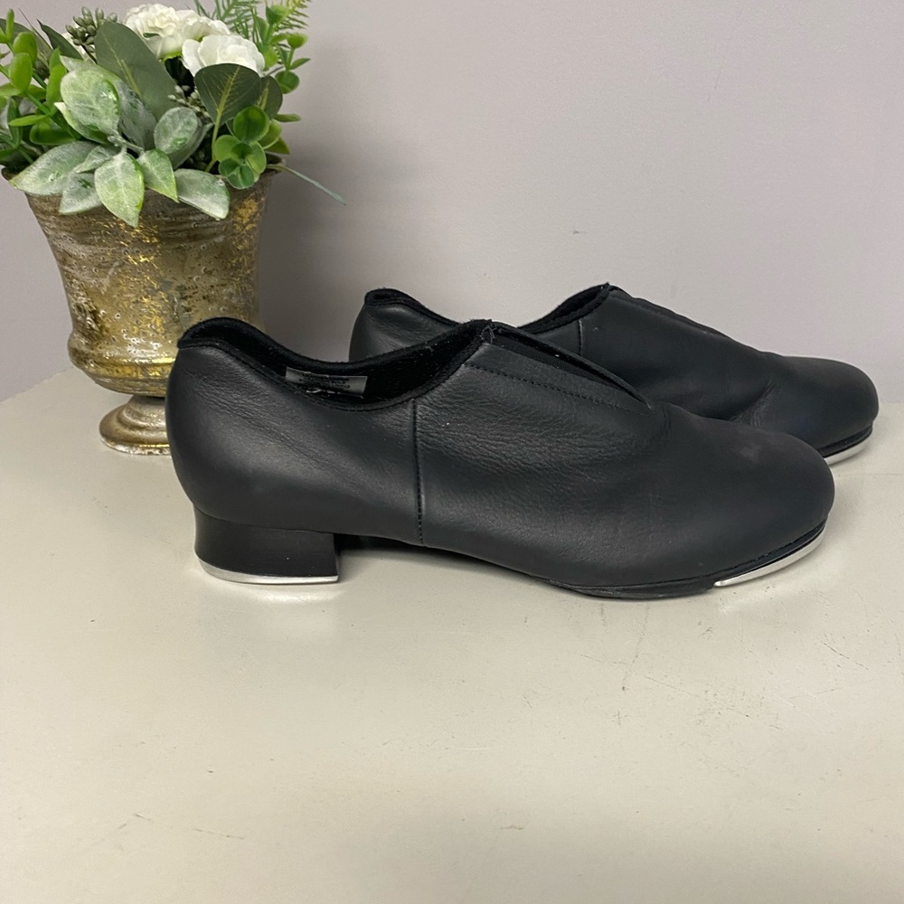 Black Flex Slip On Leather Tap Shoes